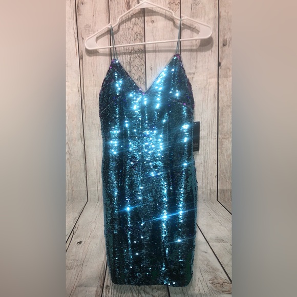 Aidan Mattox Dresses & Skirts - NWT!!! Aidan Mattox Teal/Purple FlipSequin Cocktail Spagh Strap Dress Sz 2